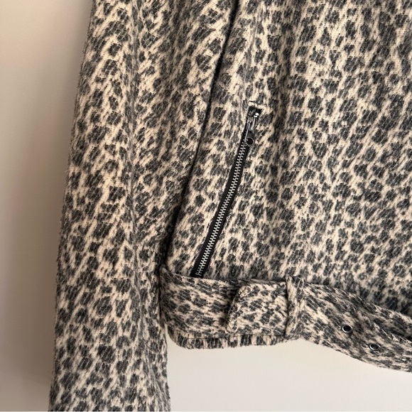 Zara Animal Print Moto Jacket Belted Zip Front Medium Leopard Print - Picture 5 of 10